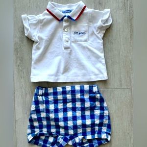 Jacadi Petit Garçon Polo and Gingham Shorts 6M